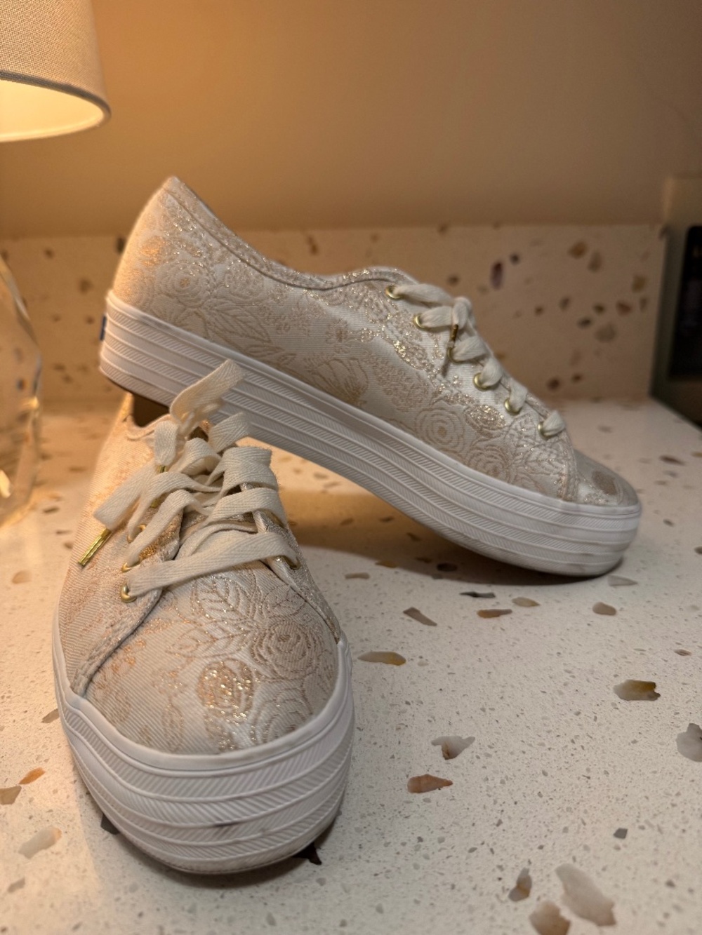 Keds women's canvas with gold detail platform tennis shoes